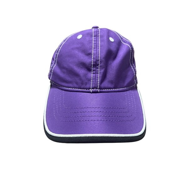 Infinity Headwear Purple Adjustable Baseball Cap With White Stitching & Black Tr - Picture 2 of 7